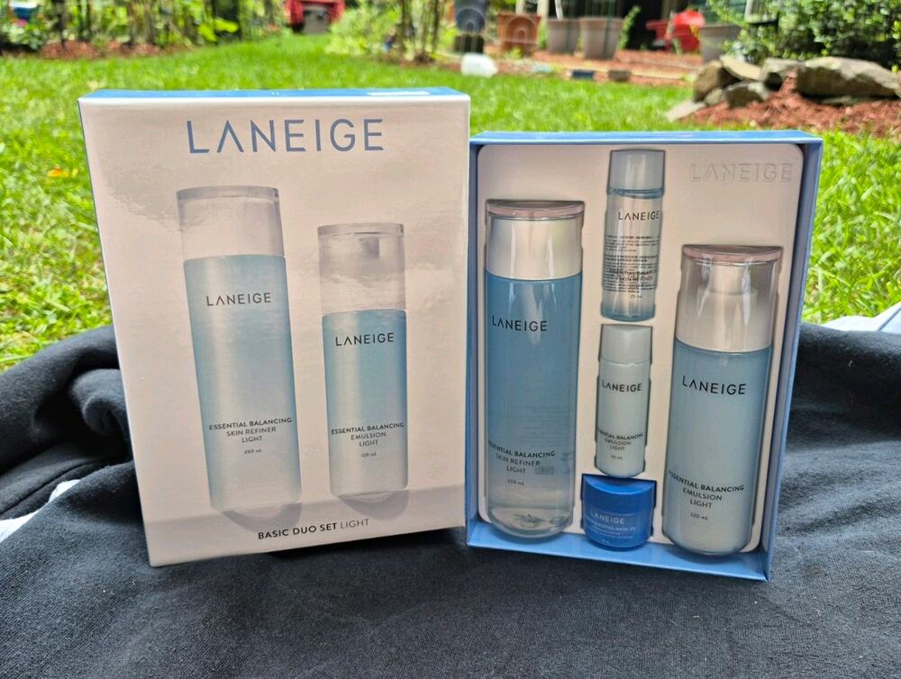 LANEIGE 5 Pcs Essential Balancing Face Skin Care Set Toner Emulsion Skin Mask